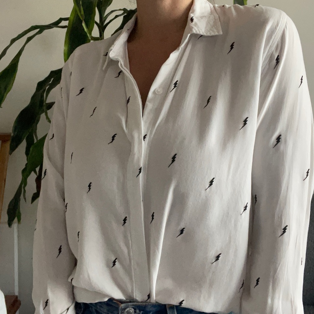Rails lightening bolt print button down